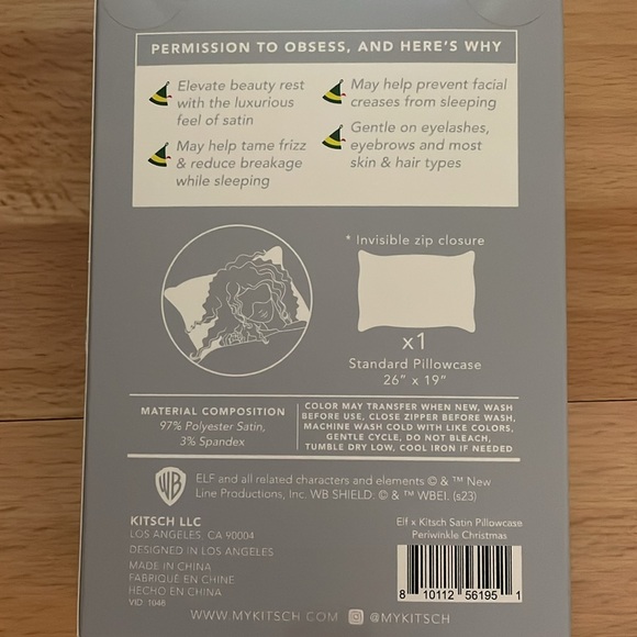 Elf x Kitsch Queen satin pillowcase New - Picture 2 of 4